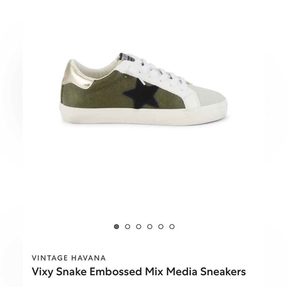 Vintage Havana Green Vixy Snake Embossed Sneakers Size 7.5